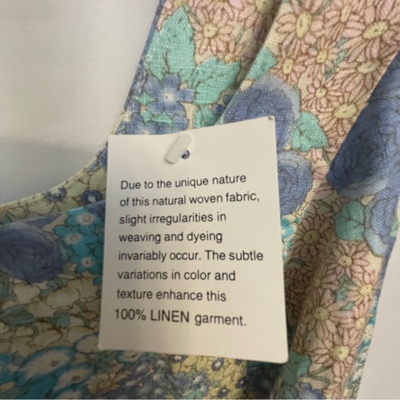 Newport News 100% Linen Blue and Cream Sheath Dress - Picture 4 of 5